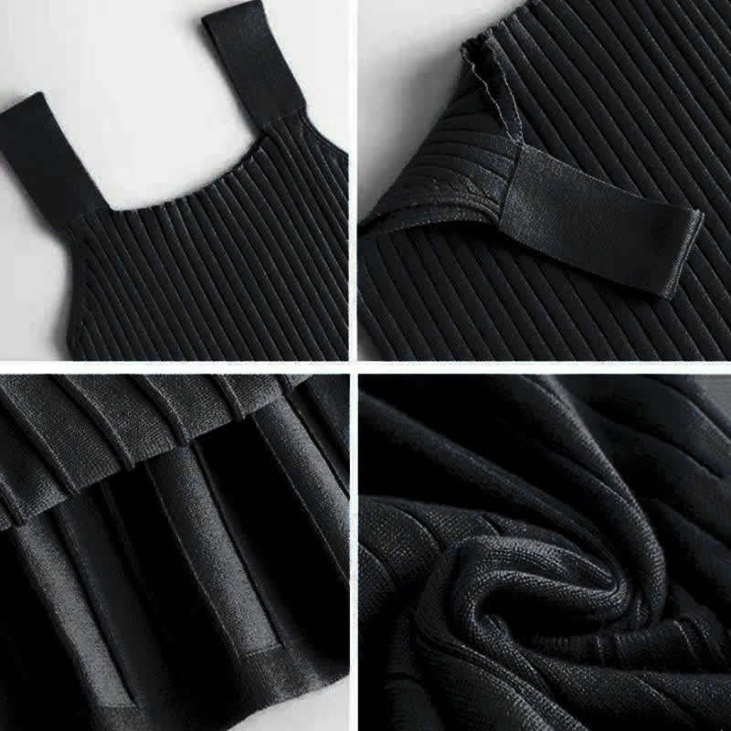 Dress Hooded Coat Black Slip Knit Colorblock