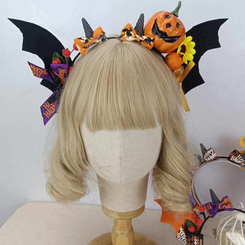 Kürbis Fledermausflügel Stirnband Halloween Haar Accessoire