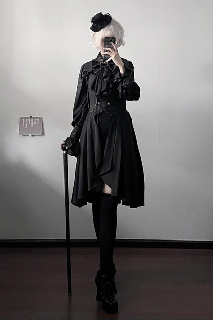 Sleeveless Ruffle Gothic Prince Long Vest