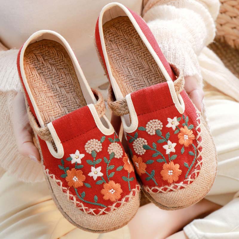 Vintage Blumen Canvas Flache Schuhe