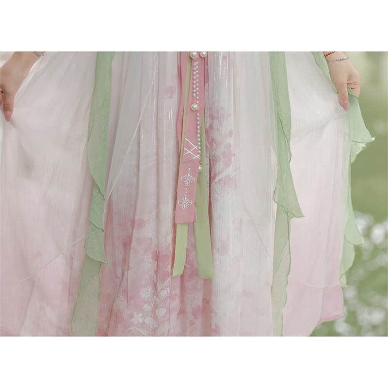 Costume Hanfu en maille florale