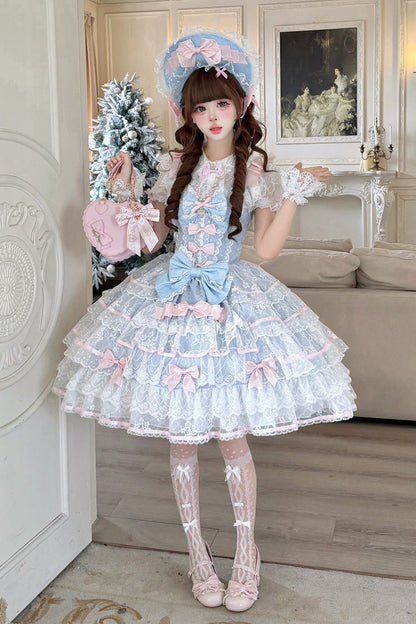 Ruffle-Bow Lace JSK with Layered Details