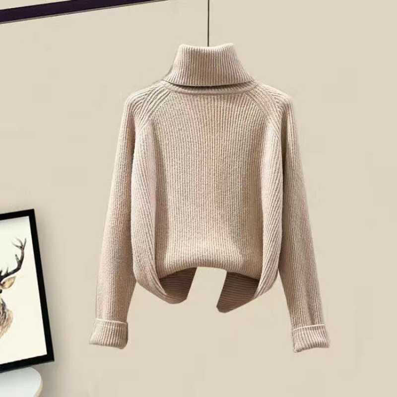 Fleece Hooded Coat Turtleneck Sweater Casual Pants