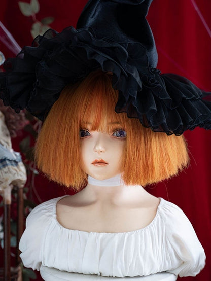 Orange Short Straight Synthetic Wig With Full Bangs