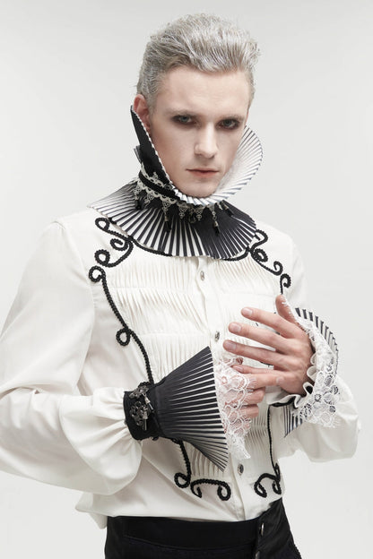 Gothic Gloves for Men with Luxurious Royal Beaded Lace and Double Color