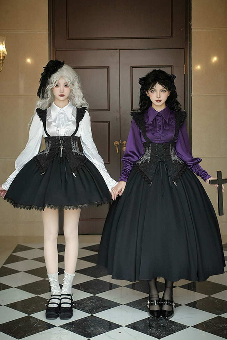 Embroidery Lace-Up Sleeveless Gothic Support Dress