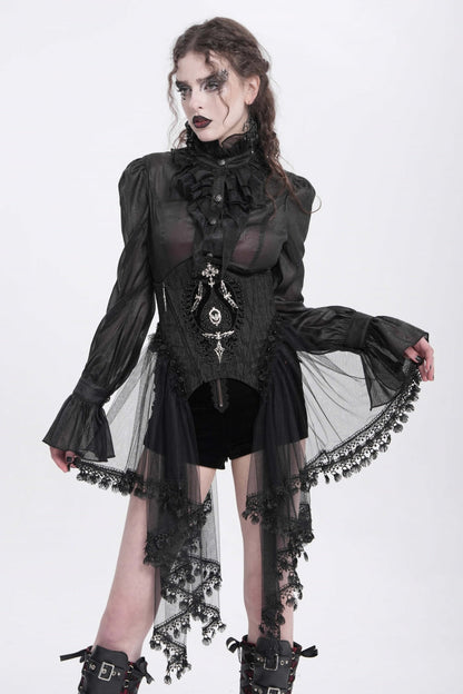 Gothic Underbust Corset with Mesh, Lace, and Lacing