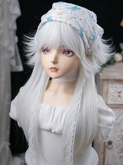 White 64CM Length Wig With Full Bangs