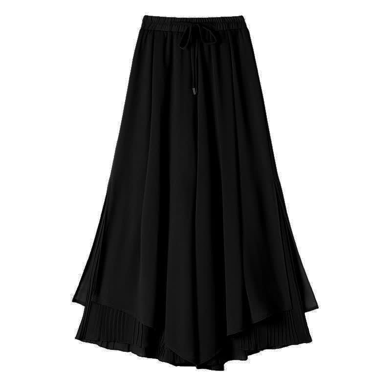 Printed Pants Pieces Leg Chic Chiffon Two T-Shirt Set Split Wide