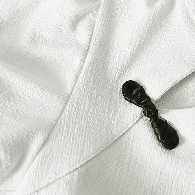 Pleated Buckle Lace-up Shirt Vintage Skirt