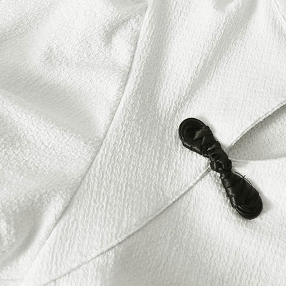 Pleated Buckle Lace-up Shirt Vintage Skirt