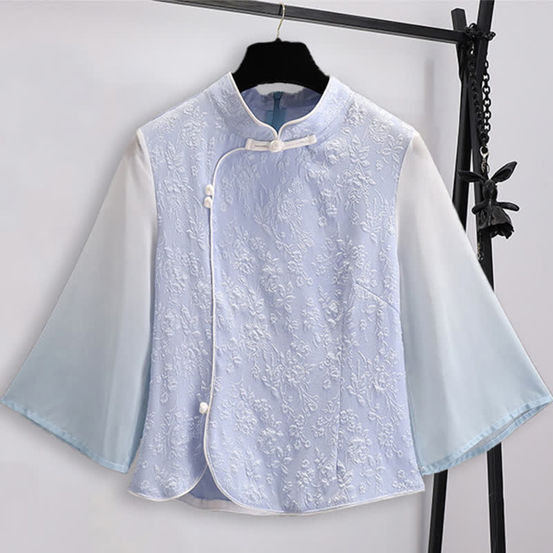 Chemise à boucle en jacquard Hanfu avec jupe plissée