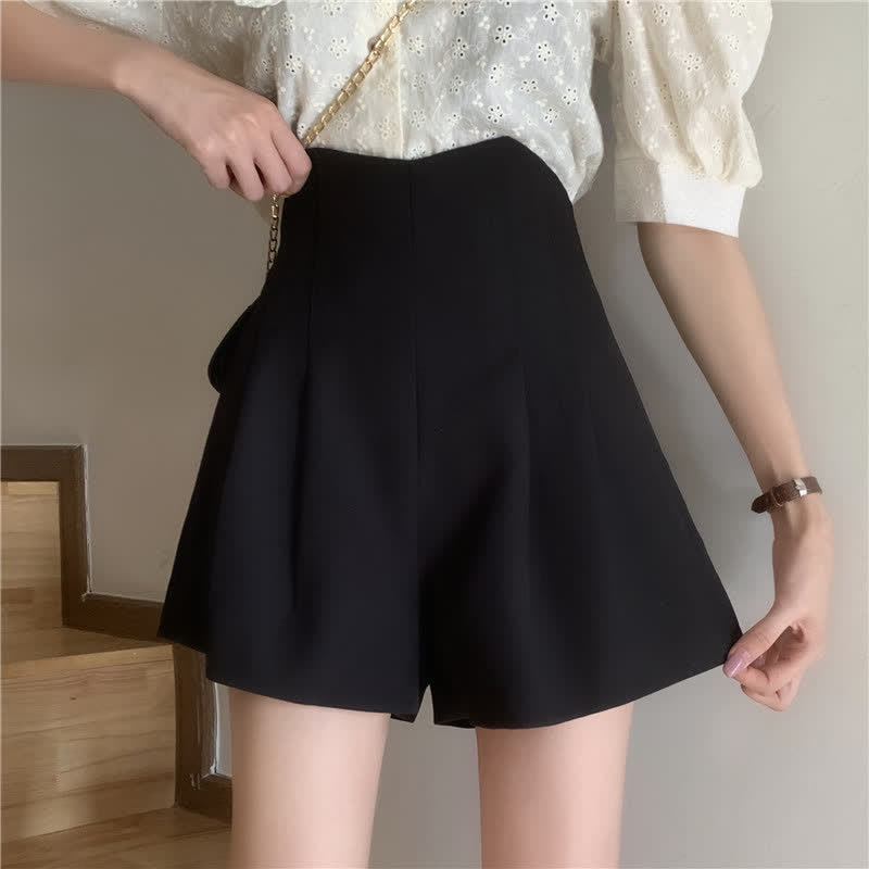 Chic Pure Color Wide Leg Shorts