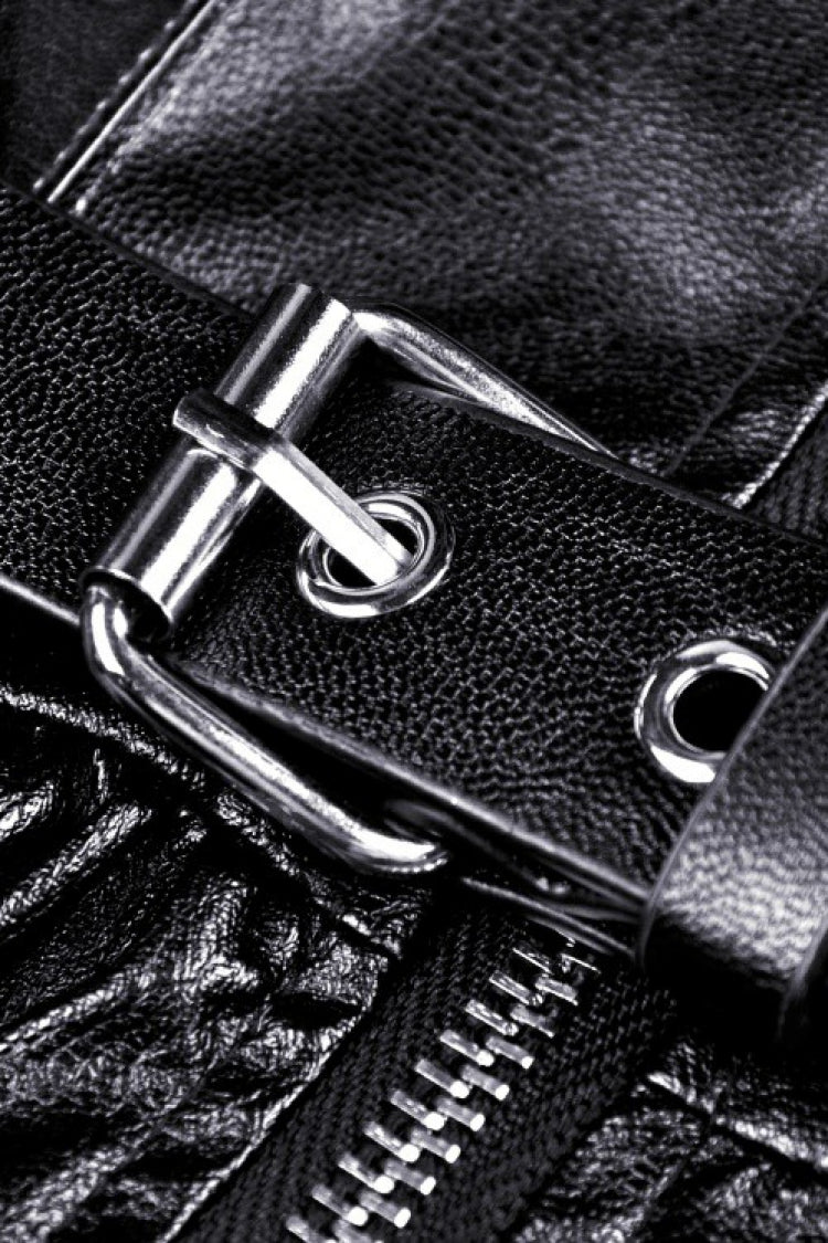 Layered Strap Gothic Dress with Buckles and Zippers