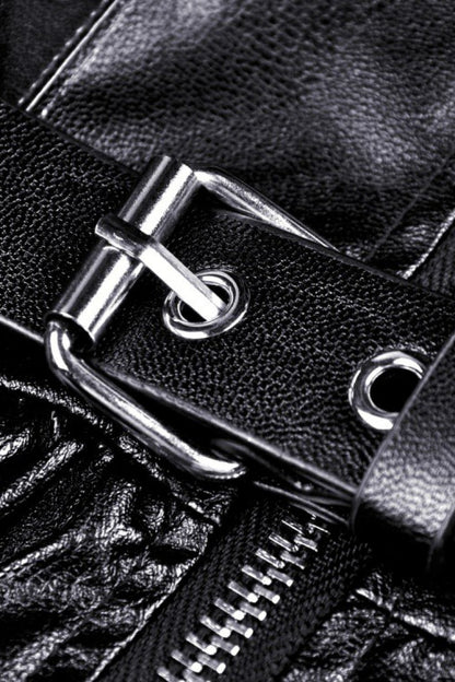 Layered Strap Gothic Dress with Buckles and Zippers