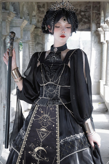 Printed Hot-Stamped Gothic Mini JSK Dress