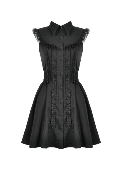 Obsidian Lapel Collar Sleeveless Lace Button-Front Gown - Graduation
