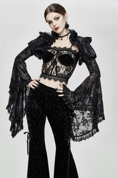 Gothic Corset with Lace Halter and Flocking Ribbon Details