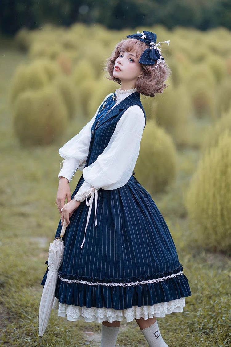 Layered Striped Ruffle Sweet College Elegant Lolita Skirt
