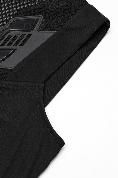 Plunging Mesh Punk Vest with Stitching