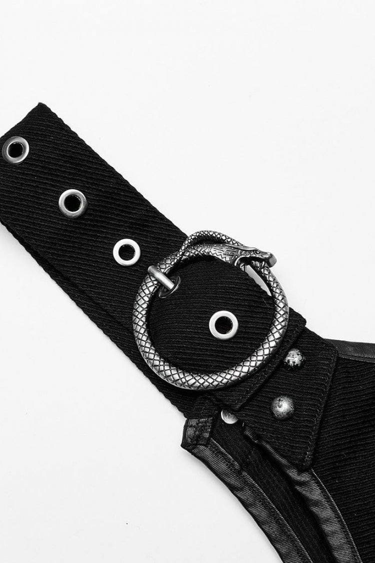 Steampunk Vest with Snake Buckle and Metal Accents for Her