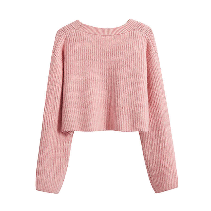 Pull cardigan en tricot à nœud papillon rose Robe à bretelles irrégulières