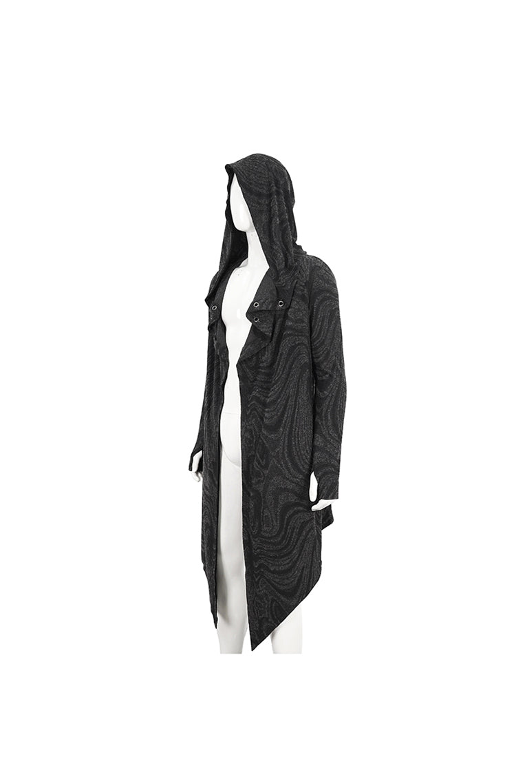 Gothic Hooded Coat with Multi-Chain Back Detail
