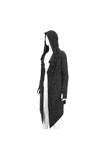 Gothic Hooded Coat with Multi-Chain Back Detail
