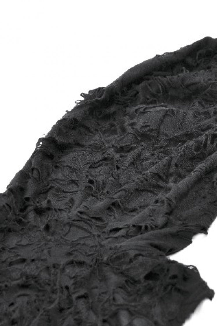 Hooded Punk Top with Ripped Mesh and Eyelets