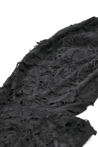 Hooded Punk Top with Ripped Mesh and Eyelets