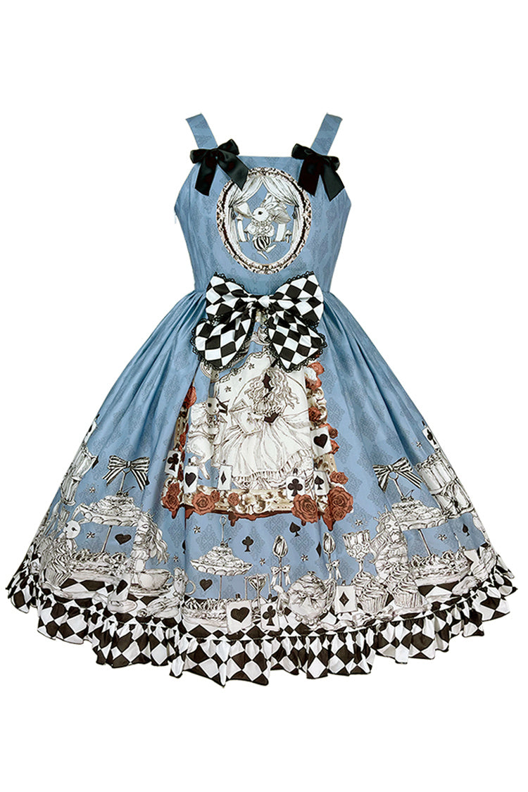 Alice Bunny and Princess Party Print Sleeveless Bow Gothic JSK