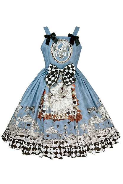 Alice Bunny and Princess Party Print Sleeveless Bow Gothic JSK