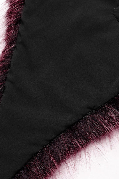 Crimson Mandarin Collar Sleeveless Gradient Faux Fur Women's Goth Cape
