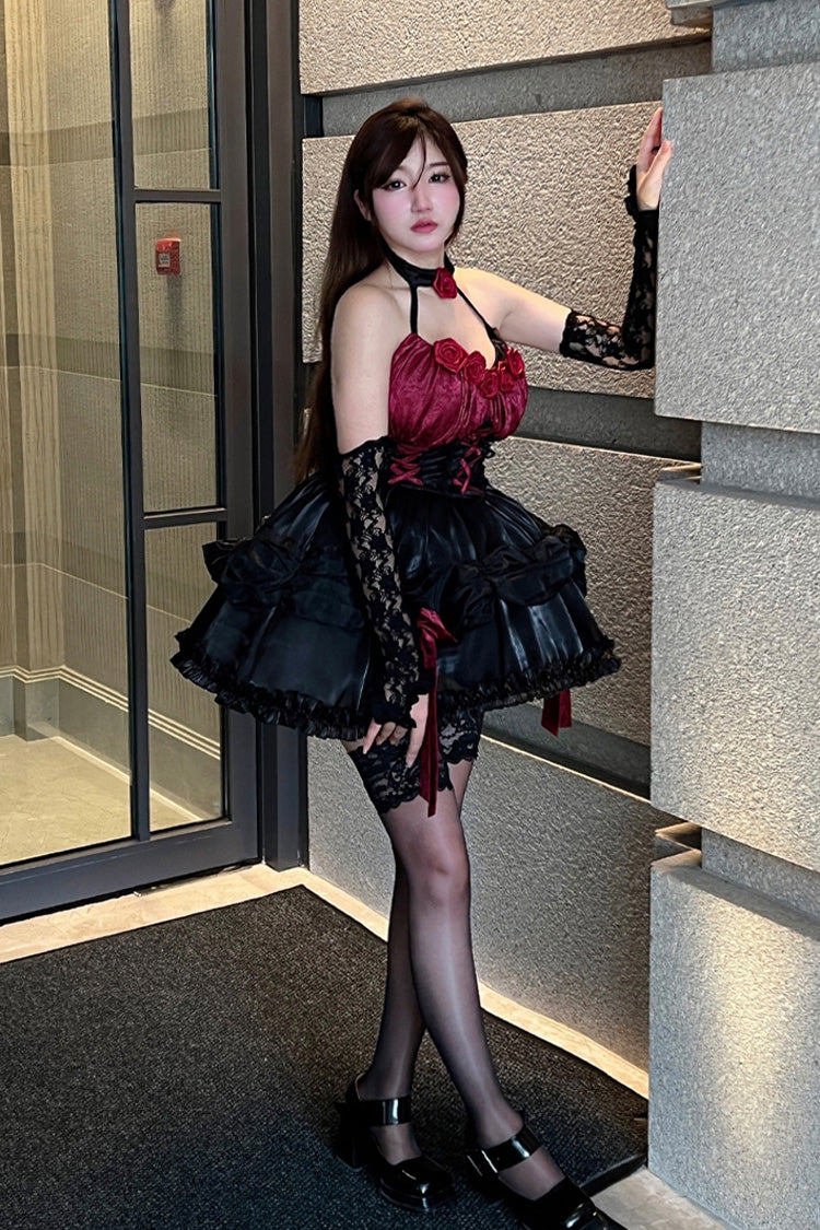 Succubus Rose Princess Bowknot Strapless Lolita Dress