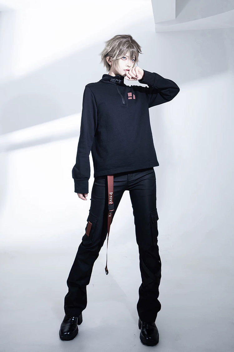 Stand Collar Long-Sleeve Gothic Prince Ouji Pants Set