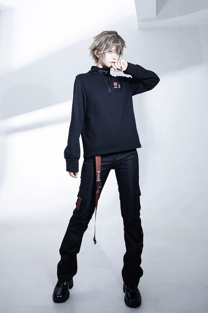 Stand Collar Long-Sleeve Gothic Prince Ouji Pants Set