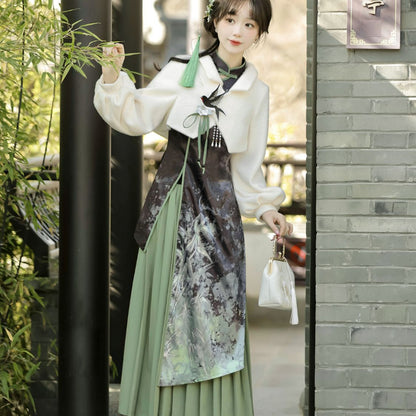 Robe Cheongsam Vintage Imprimé Bambou