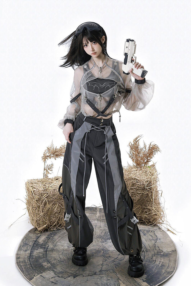 Infinite Battlefield Long Sleeves Printed Techwear Style Gothic Handsome Ouji Lolita Set