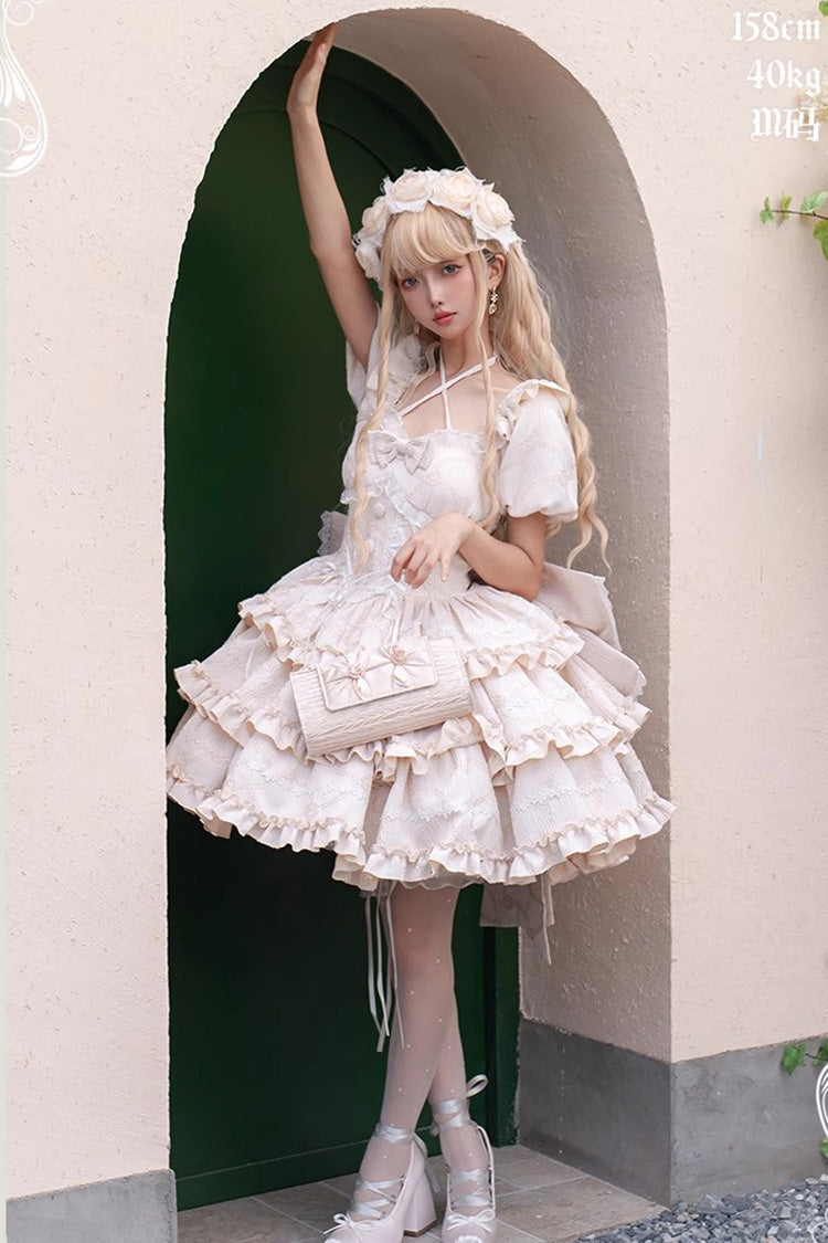 Sweet Lolita Dress with Triple Ruffle Bow