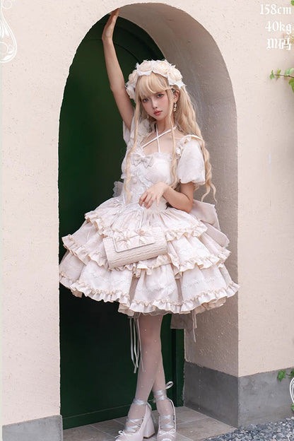 Sweet Lolita Dress with Triple Ruffle Bow