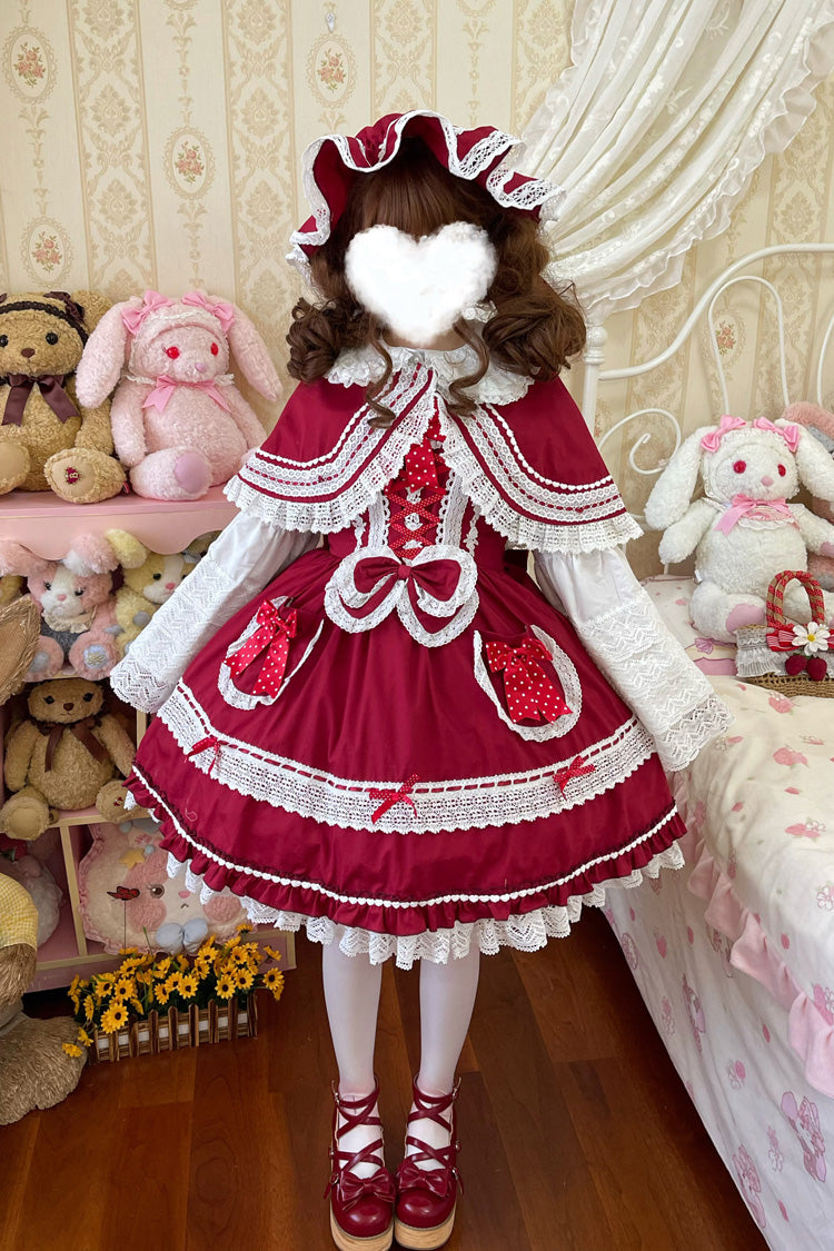 Bobo Bunny Doll Printed Ruffled Bow Lace-Up Sweet Lolita JSK