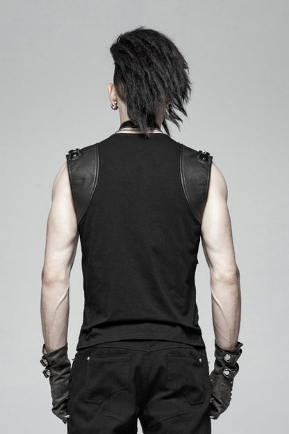 Faux Leather Steampunk Vest with Buckles
