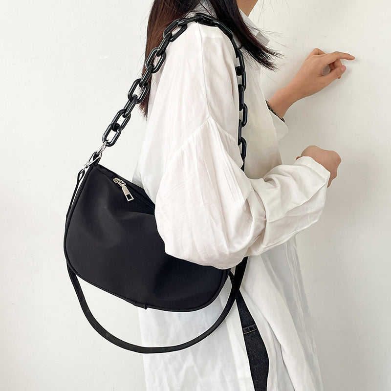 Fashion Black Acrylic Chain Crossbody Bag