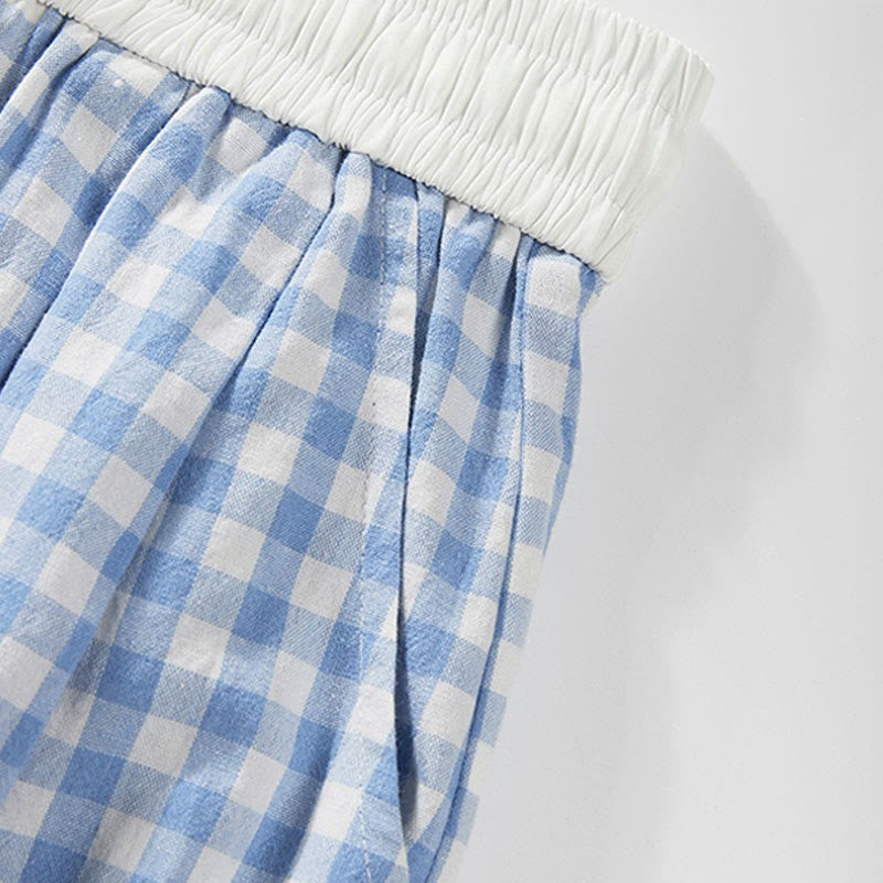 Print Set Coverup Plaid Pants Two Pieces Star