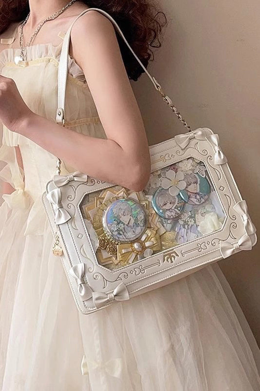 Sac à bandoulière transparent avec nœud de princesse