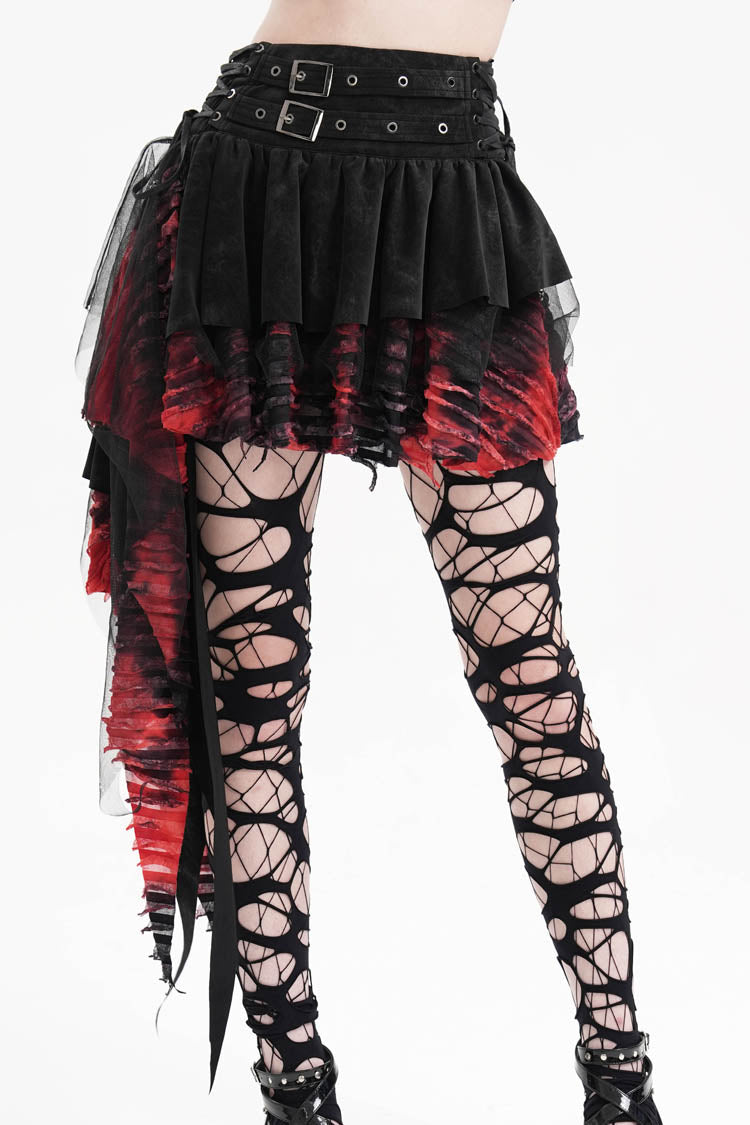 Irregular Mesh Gothic Skirt with Stitching