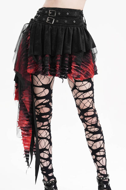 Irregular Mesh Gothic Skirt with Stitching