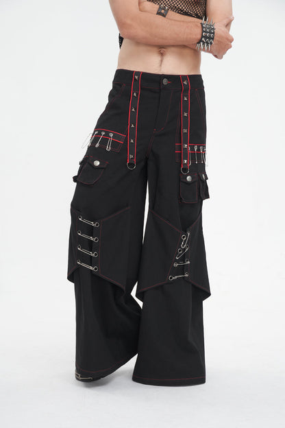 Gothic Trumpet Pants with Contrast Stitching