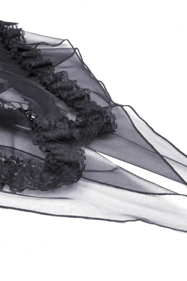 Layered Swallowtail Gothic Wedding Dress with Lace-Up - NoirEdge