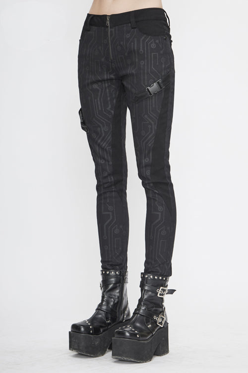 Womens Leather Pants with Circuit Design